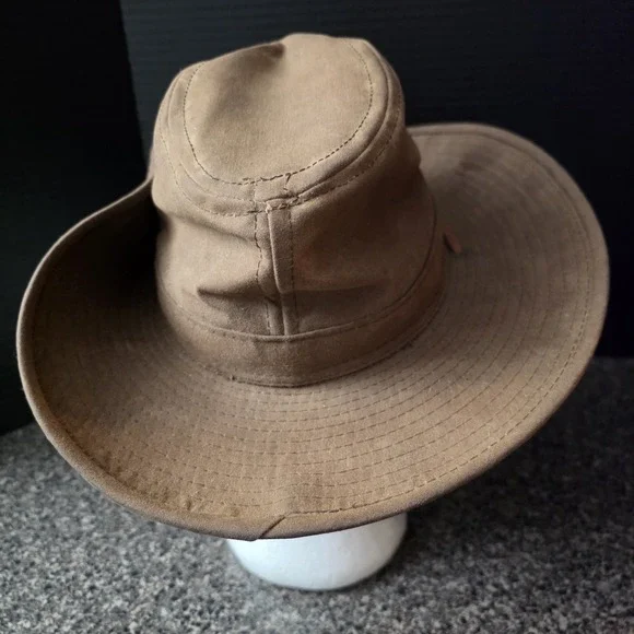 Tin Cloth Packer Hat‎ Oil Finish Waxed Canvas Leather Chin Strap Made USA Small - Picture 3 of 12